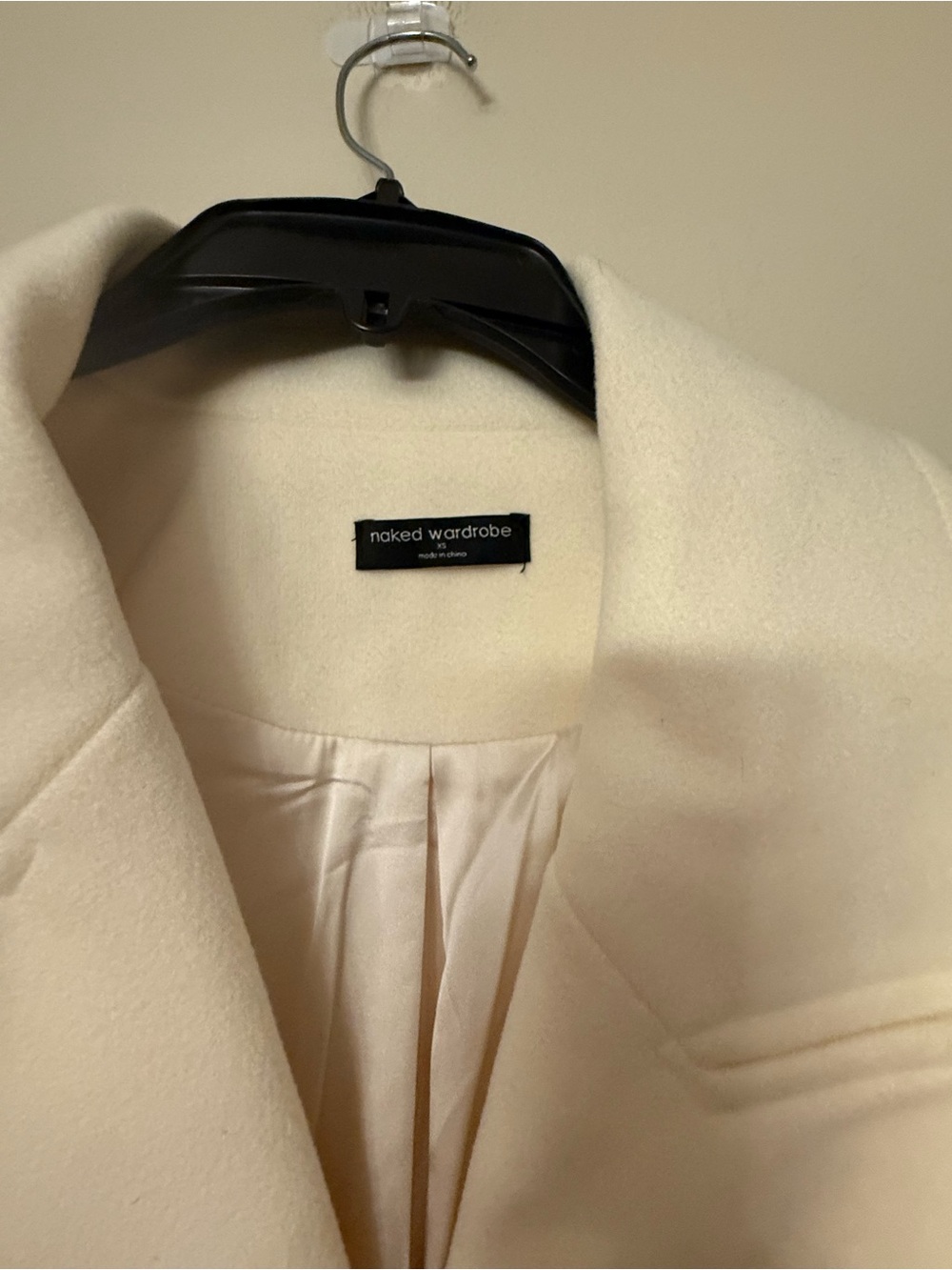 naked wardrobe Ivory Long Double-Breasted Wool Coat - Picture 7 of 7